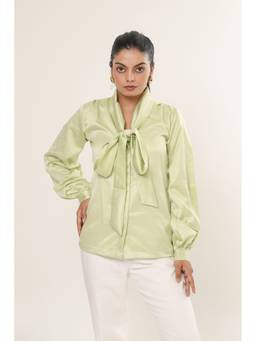 Sugnaa - Mint Green Elle Bow Blouse Top