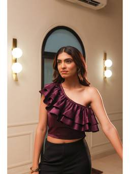 Sugnaa - Purple Eve One Shoulder Top
