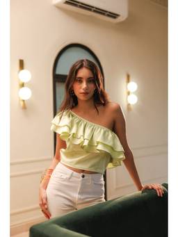 Sugnaa - Light Green Eve One Shoulder Top