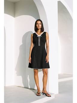VALERE - Black Polka Dot Bow Fit And Flare Dress
