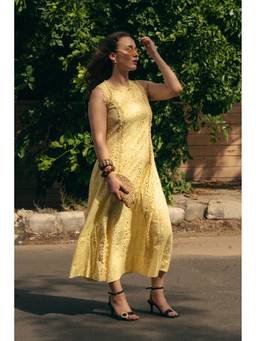 VALERE - Yellow Lace Cotton Dress