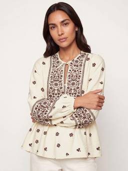 max - Off White Women Printed Peplum Top