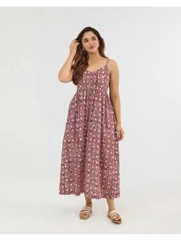 Phutari - Maroon Kamal Cotton Strappy Dress