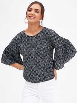 Kibo - Black Polyester Top For Women