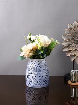 Tayhaa - White and Blue Floral Ceramic Vase
