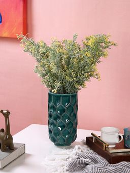 Tayhaa - Green Honey Combed Cylindrical shaped Ceramic Vase