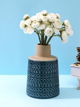 Tayhaa - Geometric Designed Green Ceramic Vase