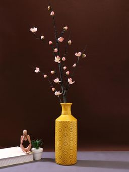Tayhaa - Bottled Shape Yellow Arabic Artwork Ceramic Vase