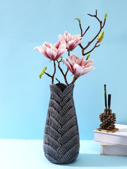 Tayhaa - Mustard Yellow Fish Scale Designed Ceramic Vase