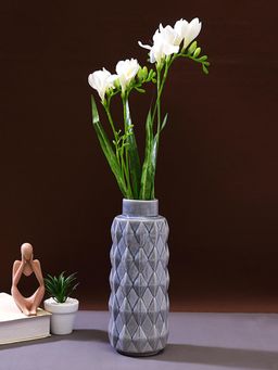 Tayhaa - Blue Geometric Designed Ceramic Vase