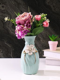 Tayhaa - Beautiful White Floral with Green Pastel Ceramic Vase