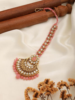Aatmana - Pink Gold Plating Maang Tikka