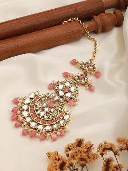 Aatmana - Pink Gold Plating Maang Tikka