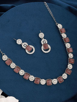 Aatmana - Wine Silver Plating Necklace Set