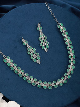 Aatmana - Green Silver Plating Necklace Set