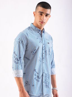 The Indian Garage Co - Men Regular Fit Striped Full Sleeves Spread Collar Casual Shirt