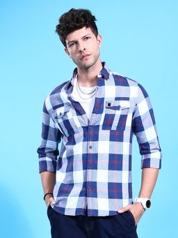 The Indian Garage Co - Men Regular Fit Checks Full Sleeves Cutaway Collar Casual Shirt