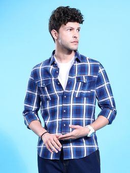 The Indian Garage Co - Men Regular Fit Checks Full Sleeves Cutaway Collar Casual Shirt