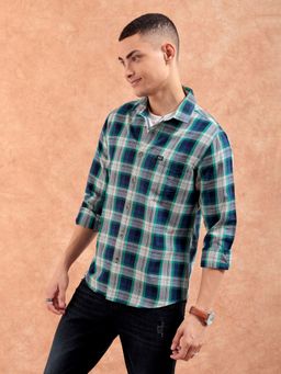 The Indian Garage Co - Men Slim Fit Checks Full Sleeves Spread Collar Casual Shirt Multicolour
