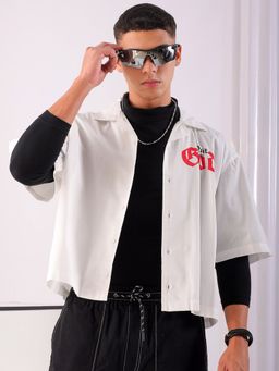 The Indian Garage Co - Men Boxy Fit Graphic Print Half Sleeves Cuban Cropped Casual Shirt