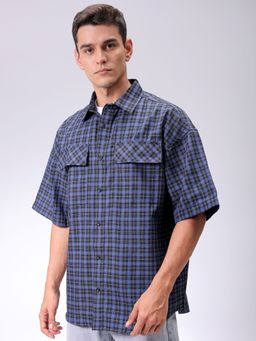 The Indian Garage Co - Men Oversized Checks Half Sleeves Casual Shirt