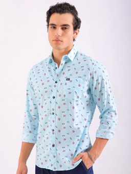 The Indian Garage Co - Men Regular Fit Conversational Printed Full Sleeves Casual Shirt Blue