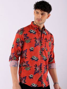 The Indian Garage Co - Men Regular Fit Floral Printed Full Sleeves Casual Shirt