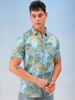 The Indian Garage Co - Men Regular Fit Floral Printed Half Sleeves Collar Casual Shirt