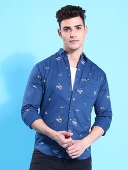 The Indian Garage Co - Men Slim Fit Abstract Printed Full Sleeves Casual Shirt