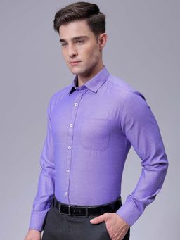 The Indian Garage Co - Men Slim Fit Solid Full Sleeves Cutaway Collar Formal Shirt Blue