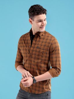 The Indian Garage Co - Men Slim Fit Checks Full Sleeves Spread Collar Casual Shirt