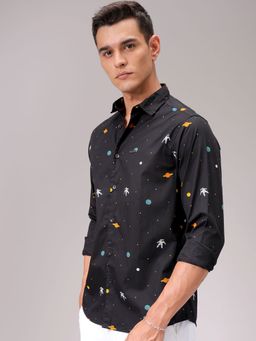 The Indian Garage Co - Men Slim Fit Graphic Print Full Sleeves Spread Collar Casual Shirt