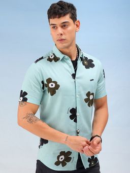 The Indian Garage Co - Men Regular Fit Tropical Half Sleeves Cutaway Collar Casual Shirt
