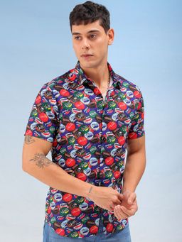The Indian Garage Co - Men Regular Fit Abstract Printed Half Sleeves Cutaway Collar Casual Shirt
