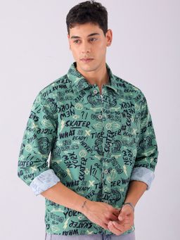 The Indian Garage Co - Men Regular Fit Abstract Printed Full Sleeves Casual Shirt