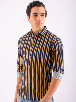 The Indian Garage Co - Men Regular Fit Striped Full Sleeves Casual Shirt Multicolour