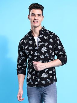 The Indian Garage Co - Men Slim Fit Floral Printed Full Sleeves Cutaway Collar Casual Shirt