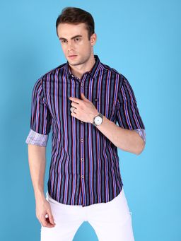 The Indian Garage Co - Men Slim Fit Striped Full Sleeves Casual Shirt