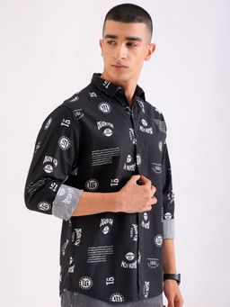 The Indian Garage Co - Men Regular Fit Abstract Printed Full Sleeves Spread Collar Casual Shirt
