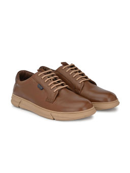 EGOSS - Comforts Genuine Leather Tan Casual Sneakers