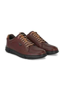 EGOSS - Comforts Genuine Leather Dark Brown Casual Sneakers