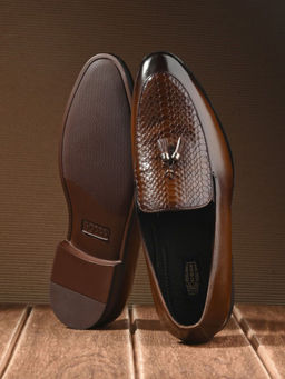 EGOSS - Gold Genuine Leather Tan Formal Mocassins