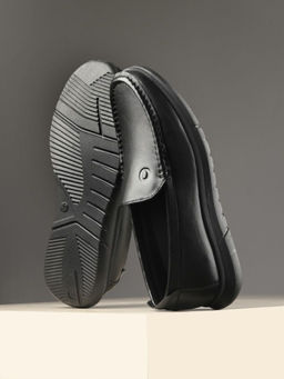 EGOSS - Zero Gravity Genuine Leather Black Casual Sneakers