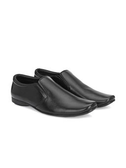 EGOSS - Comforts Genuine Leather Black Formal Slip On Loafers