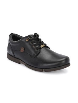 EGOSS - Comforts Genuine Leather Black Casual Lace-Up Sneakers