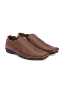 EGOSS - Stretch Genuine Leather Brown Casual Slip On Sneakers
