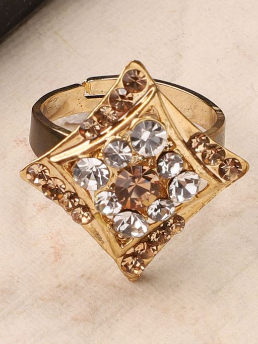 Anika's Creations Anika's Creation Stone Studded Gold Plated Designer Ring