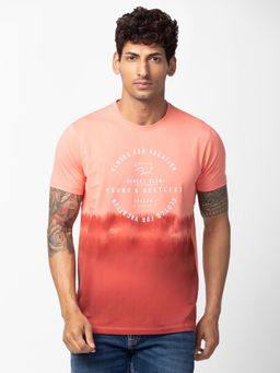 Spykar - Peach Round Neck Half Sleeves Blended T-Shirt For Men