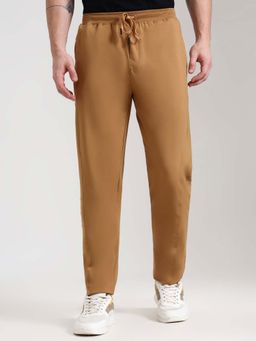 JadeBlue - Mustard Solid Cotton Stretch Track Pant Men's Slim Fit Comfortable Activewear Fl