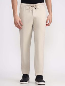 JadeBlue - Men's Beige Slim Fit Track Pant Solid Pattern Blended Fabric Comfortable and Styli
